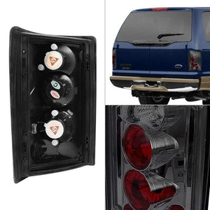 109.91 Spyder Euro Style Tail Lights Ford Econoline Van (95-06) Black / Chrome / Smoke - Redline360