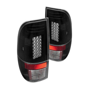 224.10 Spyder LED Tail Lights Ford F250/F350/F450/F550 Super Duty (99-07) Black / Black Smoke / Chrome / Red Clear - Redline360