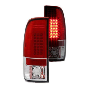 224.10 Spyder LED Tail Lights Ford F250/F350/F450/F550 Super Duty (99-07) Black / Black Smoke / Chrome / Red Clear - Redline360