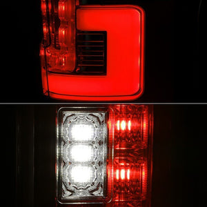 376.83 Spyder LED Tail Lights Ford F250 Superduty (17-18) [Halogen Bulb Model Only] Black / Black Smoke / Chrome / Red Clear - Redline360