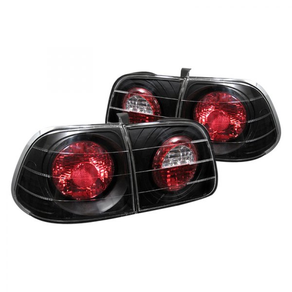 Spyder Euro Style Tail Lights Honda Civic EK Sedan (1999-2000) - Black