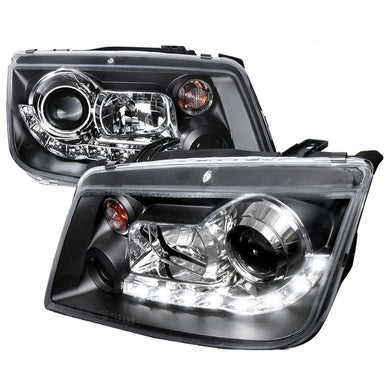 189.95 Spec-D Projector Headlights VW Jetta MK4 (99-04) w/ Audi R8 Style LED Strip - Black or Chrome - Redline360
