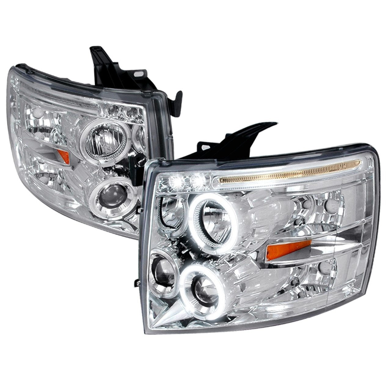 Spec-D Projector Headlights Chevy Silverado (2007-2013) Dual Halo - Black  or Chrome