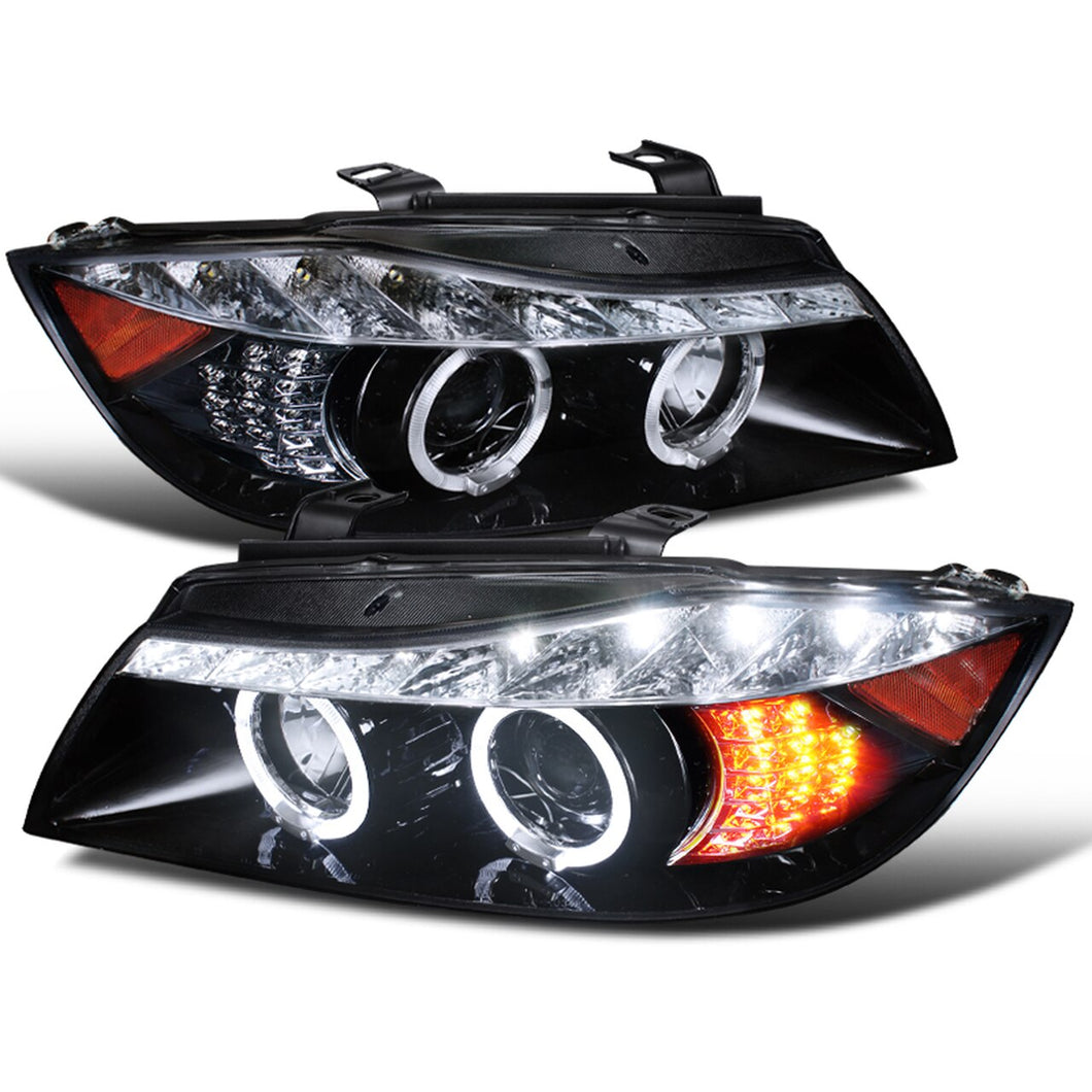 239.95 Spec-D Projector Headlights BMW 325i 330i 335i E90 Sedan (06-08) Halo LED - Black / Chrome / Tinted - Redline360