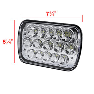 57.00 Spec-D 15-LED Sealed Beam Headlights Universal 7x6" w/ H4 Plug - Black Aluminum Housing/PMMA Lens - Redline360