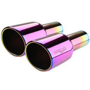 Spec-D Muffler Tips (A-Style) 2.5" w/ 4" Tips in Chrome / Blue / Purple