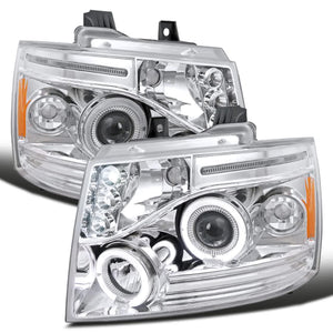 199.95 Spec-D Projector Headlights Chevy Tahoe / Avalanche [Dual Halo LED] (07-13) Black Housing - Redline360