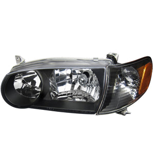 115.00 Spec-D OEM Replacement Headlights Toyota Corolla (01-02) w/ Corner Lights & Amber Reflectors - Matte Black - Redline360