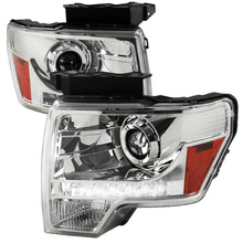 Load image into Gallery viewer, Spec-D Projector Headlights Ford F150 (2009-2014) w/ or w/o LED Light Strip - Black/Smoke Lens / w/ LED Light Strip Alternate Image