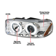 Load image into Gallery viewer, Spec-D Projector Headlights GMC Yukon (01-06) Sierra (99-06) Dual Halo w/o Bumper Lights - Black or Chrome - Matte Black/Clear Lens Alternate Image