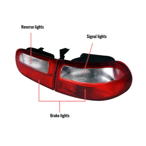 108.00 Spec-D Tail Lights Honda Civic EG (92-95) Coupe/Sedan/Hatch - Black or Chrome - Redline360