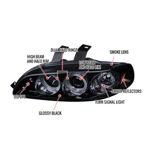 149.95 Spec-D Projector Headlights Honda Civic EG (92-95) Dual LED Halo - Black or Chrome - Redline360