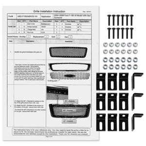 138.00 Spec-D Grill Insert Ford F150 (2004-2007) Rivet Style Black Stainless Steel - Redline360