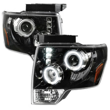 Load image into Gallery viewer, Spec-D Projector Headlights Ford F150 (09-14) Dual LED U-Ring Halo - Black / Chrome / Tinted - No U-Ring Halo - Jet Black Alternate Image