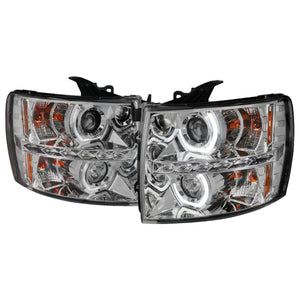 199.95 Spec-D Projector Headlights Chevy Silverado (07-13) Dual Halo w/ LED DRL - Black / Chrome / Smoked - Redline360