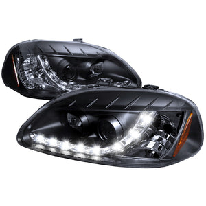 180.00 Spec-D Projector Headlights Honda Civic EK (96-98) R8 LED Style - Black or Smoke - Redline360