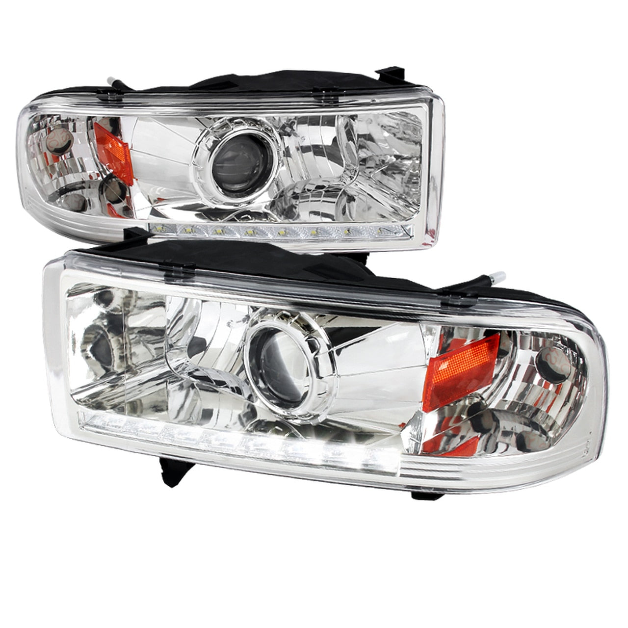 Spec-D Projector Headlights Dodge Ram (94-01) LED DRL Strip - Black /  Smoked / Chrome