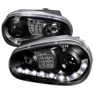 225.00 Spec-D Projector Headlights VW Golf MK4 / GTI (96-06) Cabrio (99-02) R32 (2004) Black w/ R8 Style LED Strip - Redline360