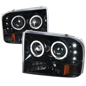 179.95 Spec-D Projector Headlights Ford Excursion (00-04) Halo LED - Black or Chrome - Redline360
