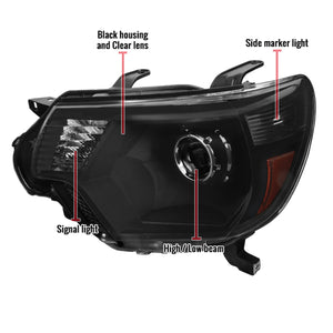 230.00 Spec-D Projector Headlights Toyota Tacoma (2012-2015) Retro Style - Black - Redline360