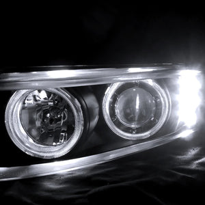 203.00 Spec-D Projector Headlights Mitsubishi Galant (1999-2003) LED Dual Halo - Black / Clear Lens - Redline360