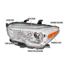 Load image into Gallery viewer, Spec-D Projector Headlights Toyota Tacoma 3rd Gen (2016-2023) Black or Chrome w/ LED - Black / w/ OEM LED Alternate Image