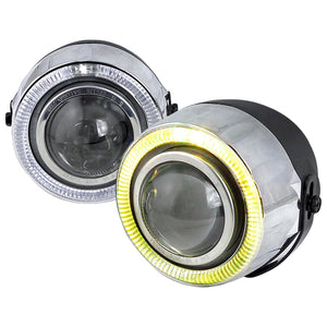 83.00 Spec-D Universal Projector Fog Lights Kit w/ RGB LED Halo Rim (Chrome Housing/Clear Lens) - Redline360