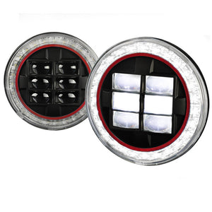 63.00 Spec-D Projector Headlights Jeep Wrangler [7" Round Cree LED w/ LED Halo] Matte Black or Chrome Housing - Redline360