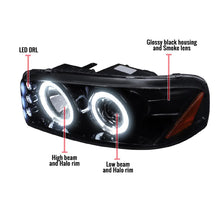 Load image into Gallery viewer, Spec-D Projector Headlights GMC Yukon (01-06) Sierra (99-06) Dual Halo w/o Bumper Lights - Black or Chrome - Matte Black/Clear Lens Alternate Image