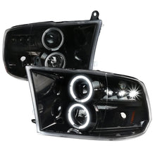 Load image into Gallery viewer, Spec-D Projector Headlights Dodge Ram (09-19) [w/ Amber Reflectors] Matte Black or Chrome Housing - Dual Halo - Jet Black Housing Alternate Image