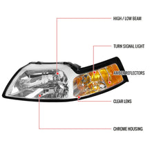 Load image into Gallery viewer, 110.00 Spec-D OEM Replacement Headlights Ford Mustang (99-04) Smoked or Clear w/ Amber Reflectors - Redline360 Alternate Image