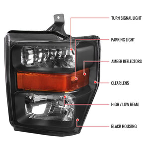 134.00 Spec-D OEM Replacement Headlights Ford F250/F350/F450/F550 Super Duty (08-10) w/ or w/o LED Light - Redline360