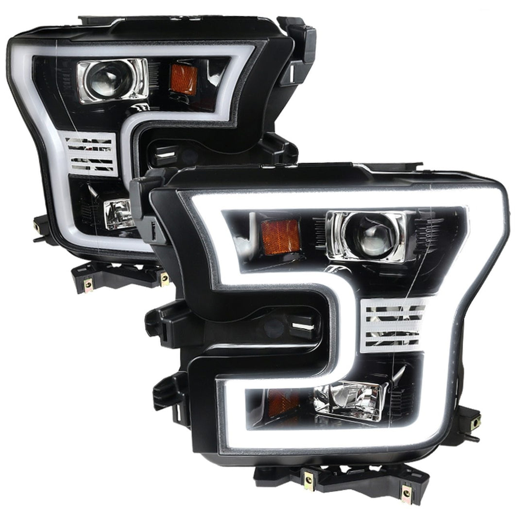 309.95 Spec-D Projector Headlights Ford F150 (2015-2016-2017) Outline LED DRL - Black / Chrome / Smoke - Redline360