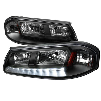 155.00 Spec-D Crystal Headlights Chevy Impala (00-05) [w/ Light Strip] Matte Black or Chrome Housing - Redline360