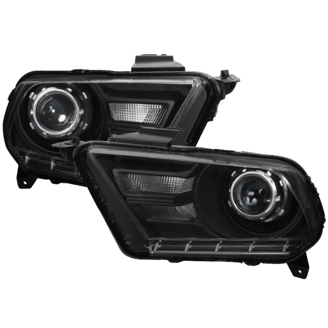 218.00 Spec-D Projector Headlights Ford Mustang (2010-2014) [Retrofit Style] Matte Black Housing/Clear Lens - Redline360