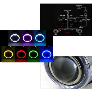 83.00 Spec-D Universal Projector Fog Lights Kit w/ RGB LED Halo Rim (Chrome Housing/Clear Lens) - Redline360