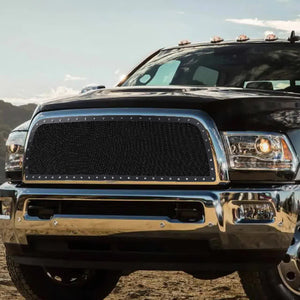 200.00 Spec-D Grill Insert Dodge Ram 2500/3500 (2013-2018) Rivet Style Black Stainless Steel - Redline360