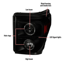 Load image into Gallery viewer, 239.95 Spec-D Projector Headlights Ford F250 F350 (2011-2016) Dual LED Halo Black / Tinted / Clear - Redline360 Alternate Image