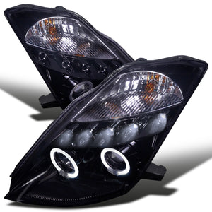 239.95 Spec-D Projector Headlights Nissan 350Z (03-04-05) Dual LED Halo - Black / Chrome / Smoked - Redline360