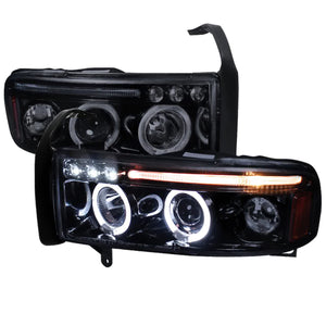 155.00 Spec-D Projector Headlights Dodge Ram (94-01) Dual LED Halo - Black or Chrome - Redline360