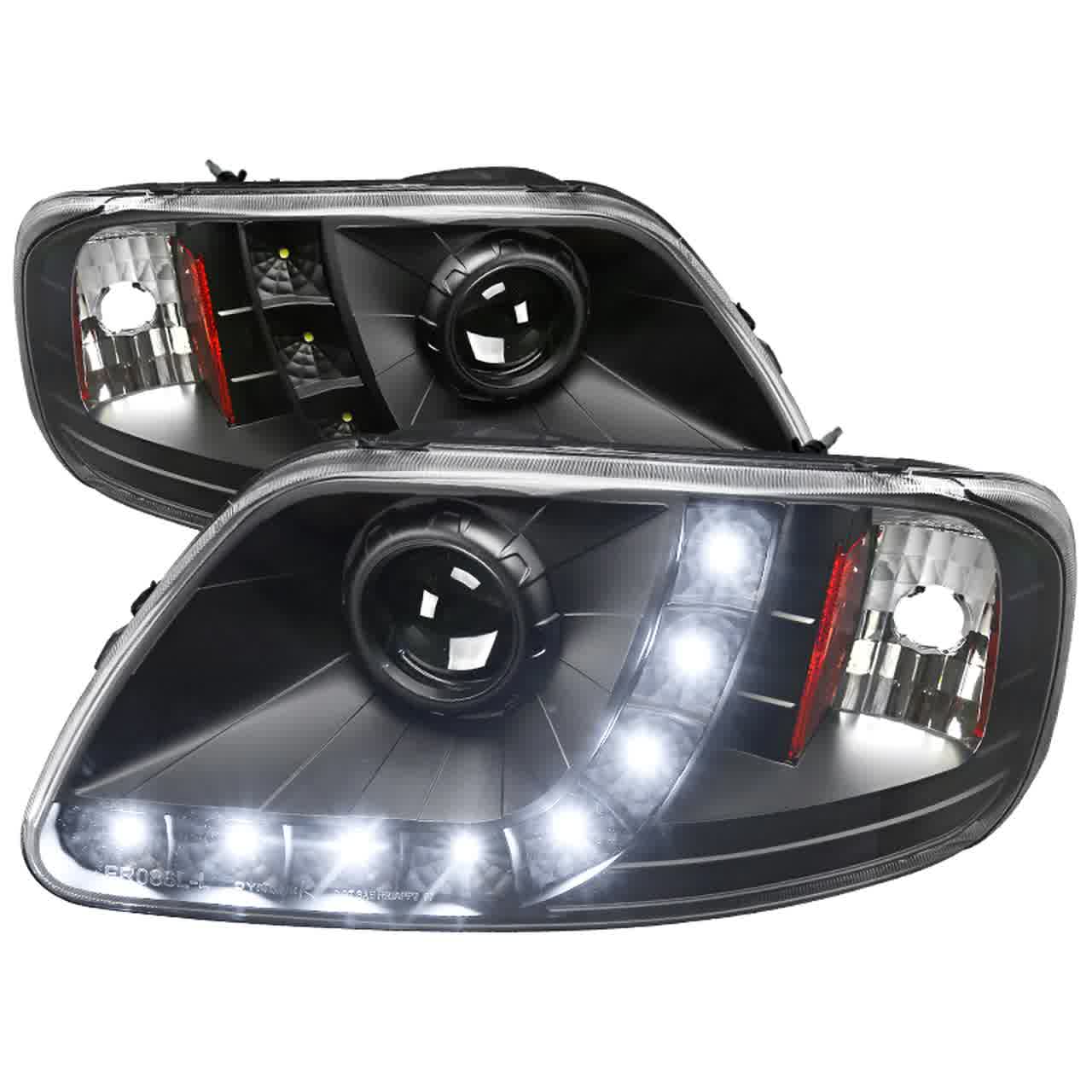 Spec-D Projector Headlights Ford F150 (97-04) Expedition (97-02) w/ SMD LED  Light Strip - Black or Chrome