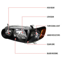 Load image into Gallery viewer, 115.00 Spec-D OEM Replacement Headlights Toyota Corolla (01-02) w/ Corner Lights &amp; Amber Reflectors - Matte Black - Redline360 Alternate Image