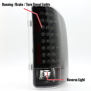 158.00 Spec-D LED Tail Lights Chevy Silverado (2007-2014) Black / Clear - Redline360