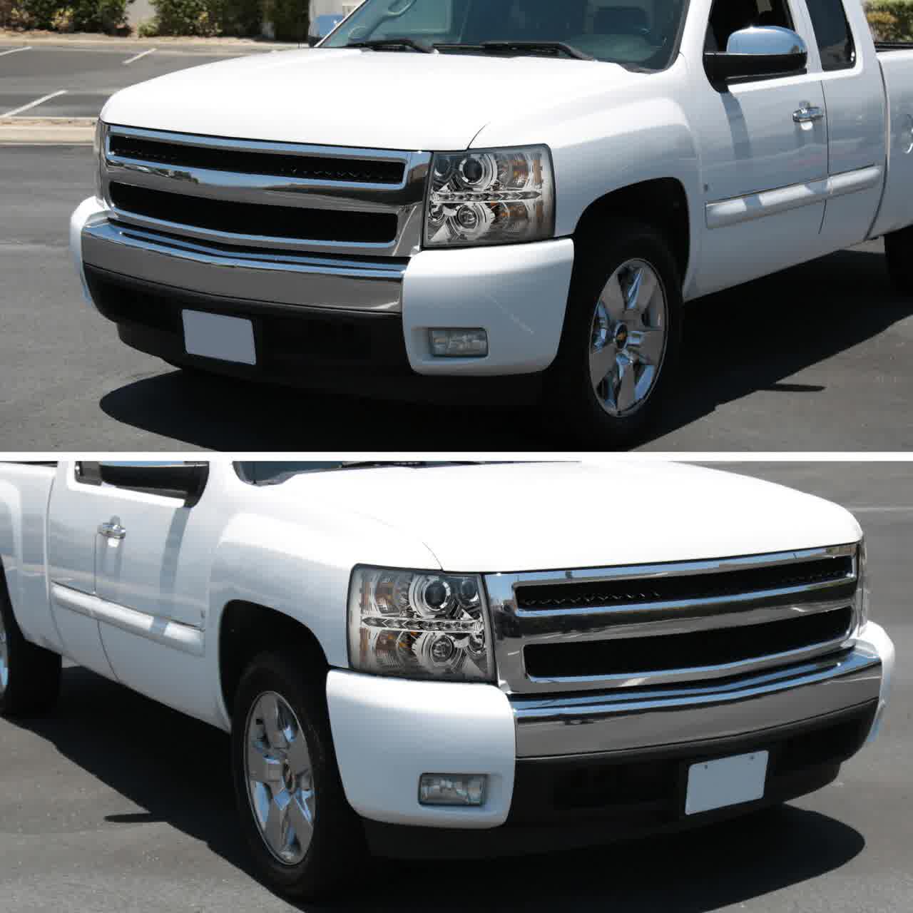 Spec-D Projector Headlights Chevy Silverado (07-13) Dual Halo w/ LED DRL -  Black / Chrome / Smoked