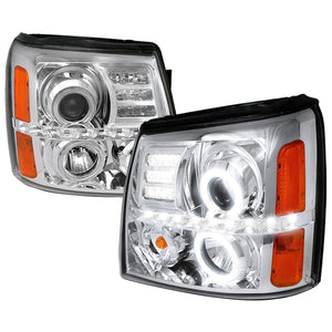 239.95 Spec-D Projector Headlights Cadillac Escalade (02-06) Dual Halo LED - Black / Chrome / Tinted - Redline360