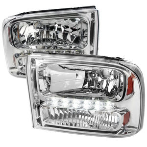 149.95 Spec-D Crystal Headlights Ford Excursion (2000-2004) w/ or w/o LED Light Bar - Redline360