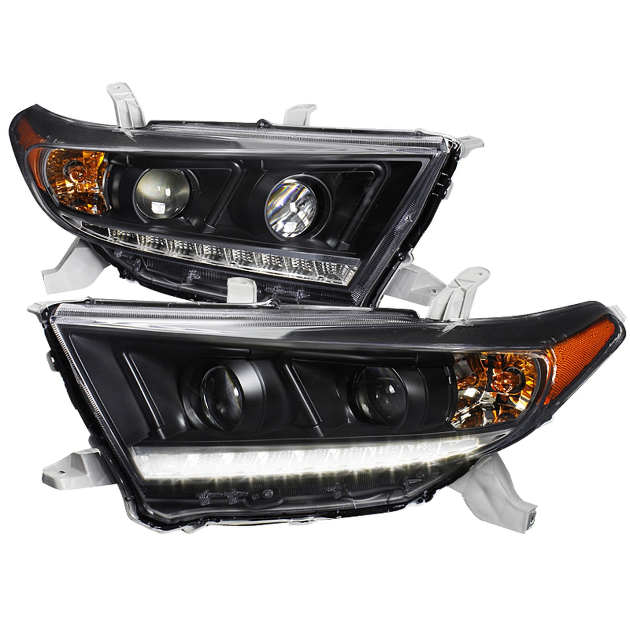 Spec-D Projector Headlights Toyota Highlander (11-13) [w/ SMD LED Light  Strip] Matte Black or Chrome Housing