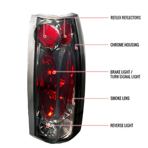 63.00 Spec-D Tail Lights Chevy Silverado (88-98) Blazer (92-94) Suburban (92-99) Tahoe (94-99) Halogen or LED - Redline360