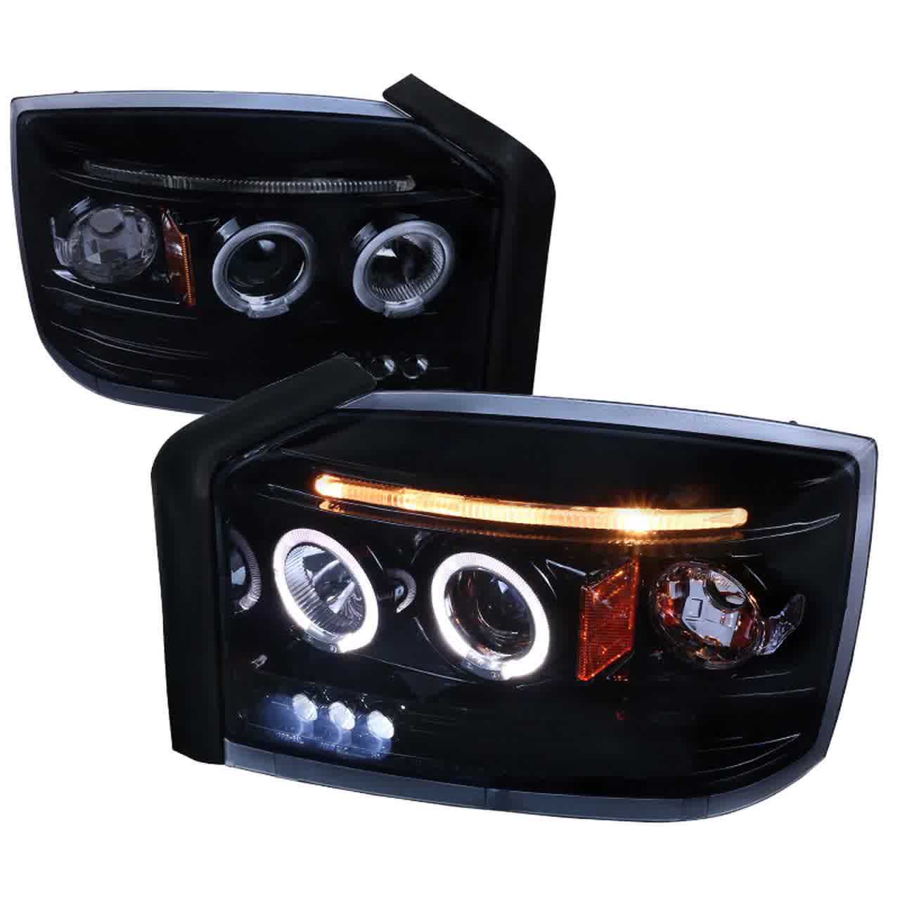 Spec-D Projector Headlights Dodge Dakota (05-07) Dual Halo - Black