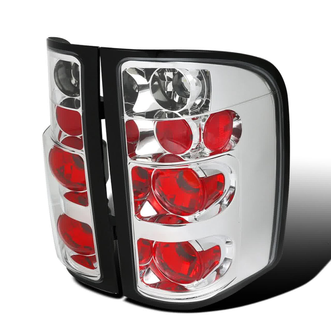 122.00 Spec-D Tail Lights Chevy Silverado (07-14) Altezza Style - Chrome Housing/Clear Lens - Redline360